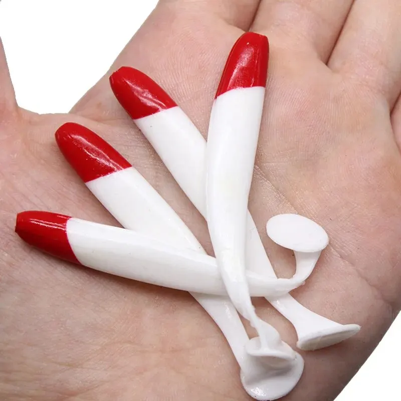 7cm 9cm 12cm 10 unids/bolsa cola en T cebo suave cabeza roja cebo biónico blanco suministros de pesca - imagen 4