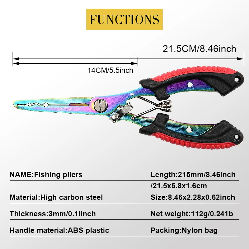 Alicates de pesca ergonómicos antideslizantes de alta resistencia, corte multifuncional, línea de pesca, ganchos atados, equipo de pesca - imagen 2