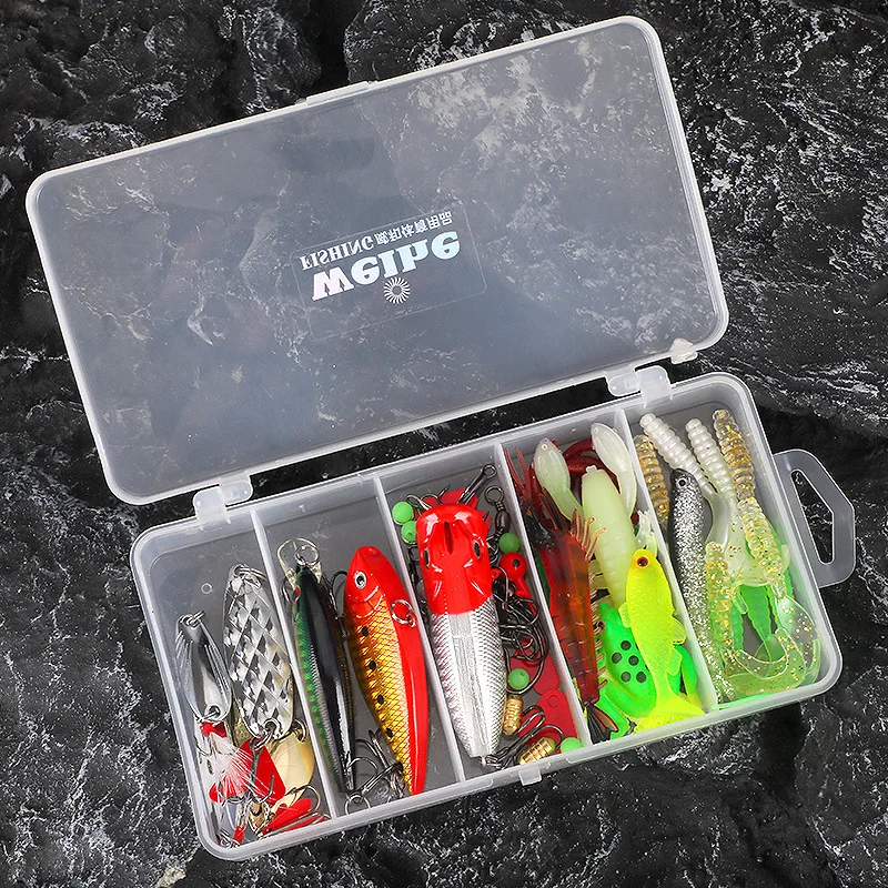 Kit de Señuelos de Pesca, 78 piezas, juego completo de Minnow VIB, señuelos artificiales de Metal, cucharas, cebo suave, cabeza de anzuelo, anzuelo de gusano - imagen 3