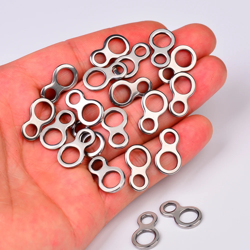 PROBEROS 20 piezas conector de anillo de ocho figuras Clip de pesca sujetador de señuelo de barco de acero inoxidable Clips plateados - imagen 4