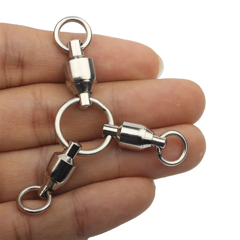 10 Uds. De rodamiento de bolas giratorio de cobre y acero inoxidable, rodamiento de bolas resistente, anillo conector de tres vías, accesorios de pesca en el mar - imagen 4