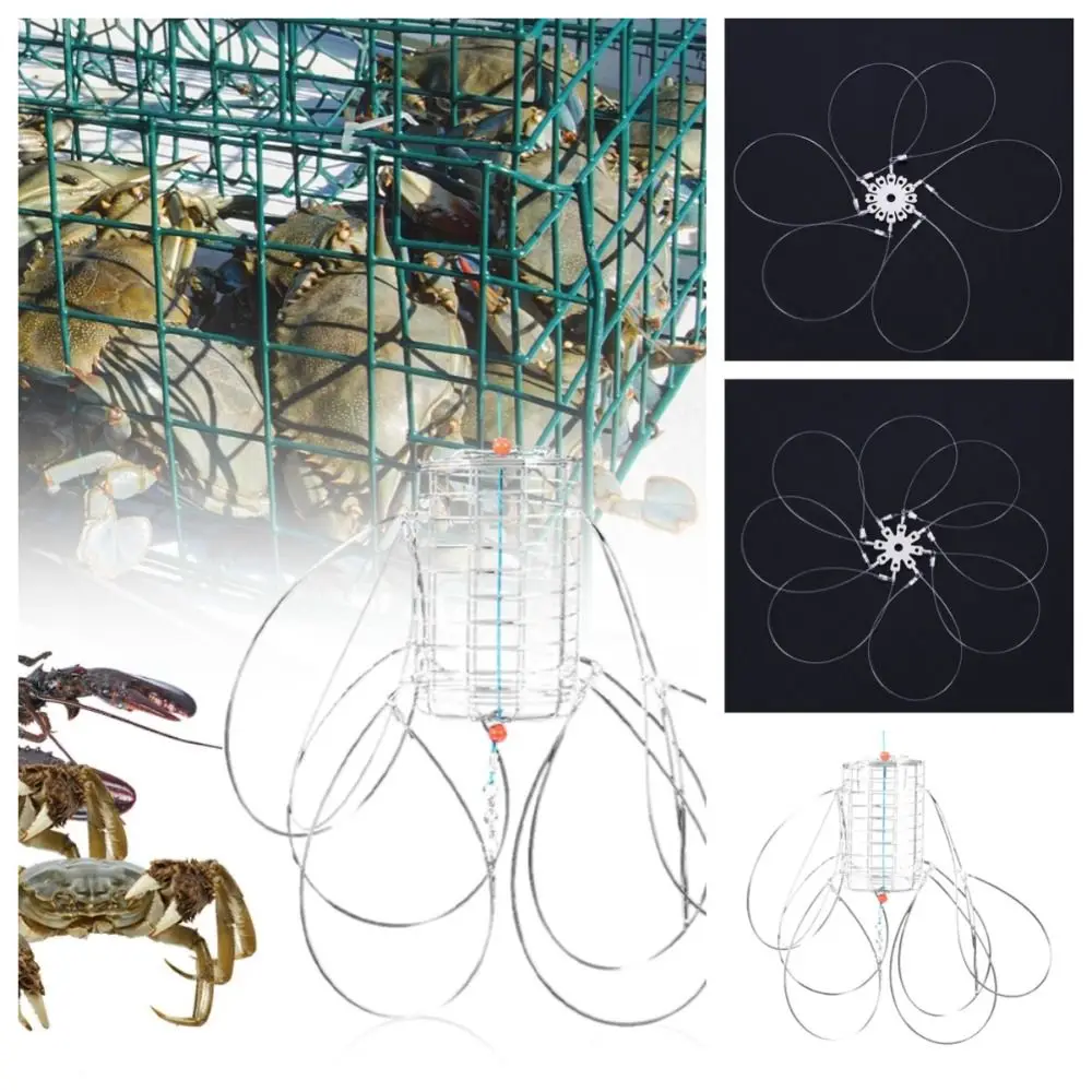 Herramienta de captura de cangrejo de acero inoxidable, jaula de pescado de alambre de acero, 8 vueltas, jaulas de pesca de cangrejo, trampa de señuelo, aparejos de pesca, trampa para cangrejo - imagen 3