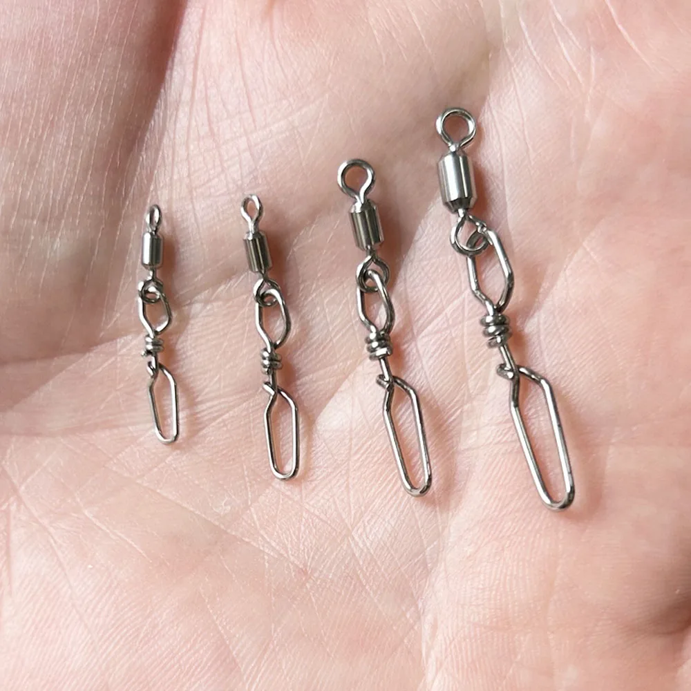 DNDYUJU 20 piezas barril de pesca inoxidable giratorios Snap Clip de alta resistencia señuelo conector de pesca accesorios de pesca - imagen 4