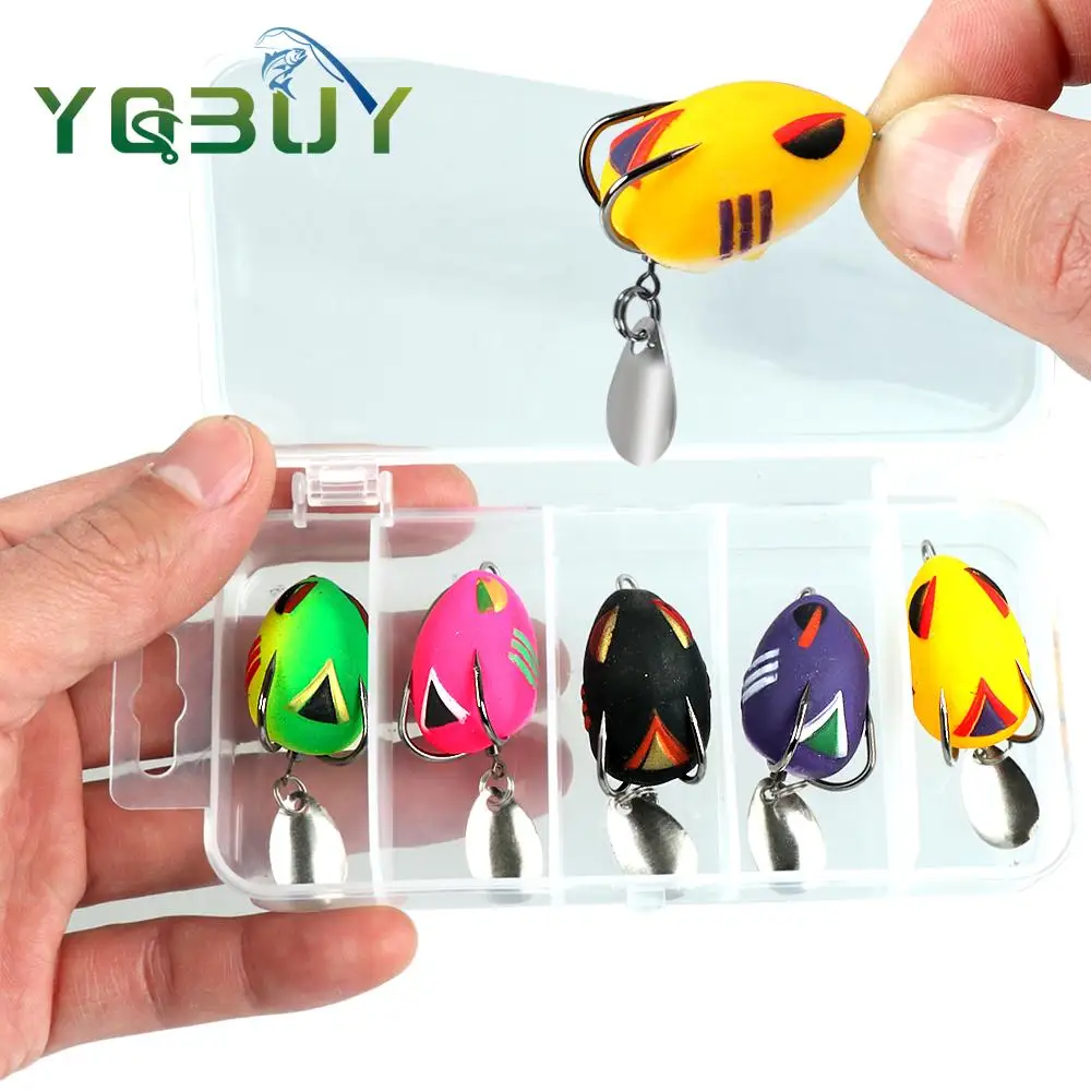 Juego de 5 uds. De señuelo de pesca de rana suave de 3cm/3,2g, Mini señuelo suave con doble gancho mejorado, agua superior