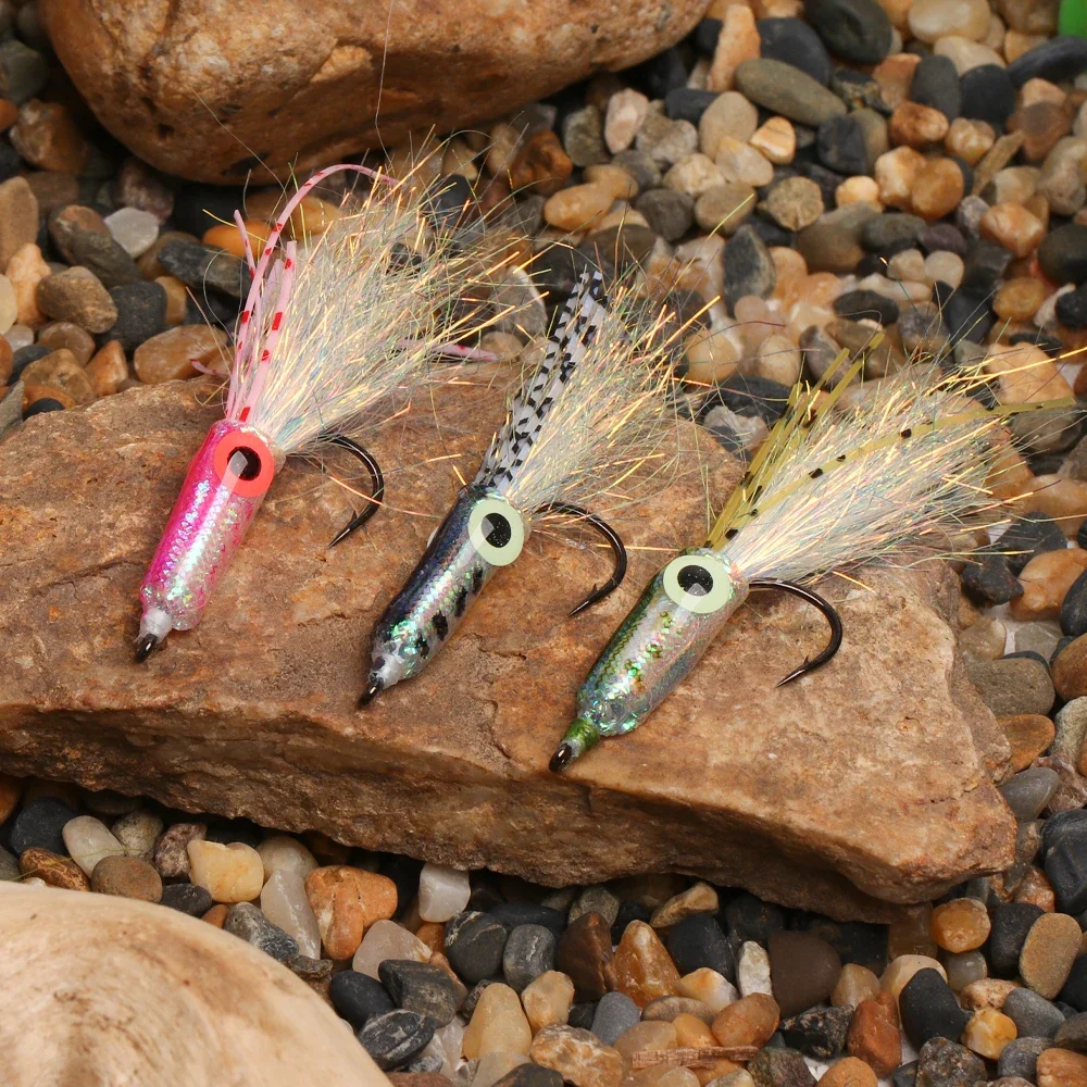 Wifreo 4 uds/6 uds epoxi luminoso 3D ojo de pez calamar mosca patas de goma Flash oropel cola Streamer moscas lubina Tarpon tonno señuelo de pesca - imagen 5