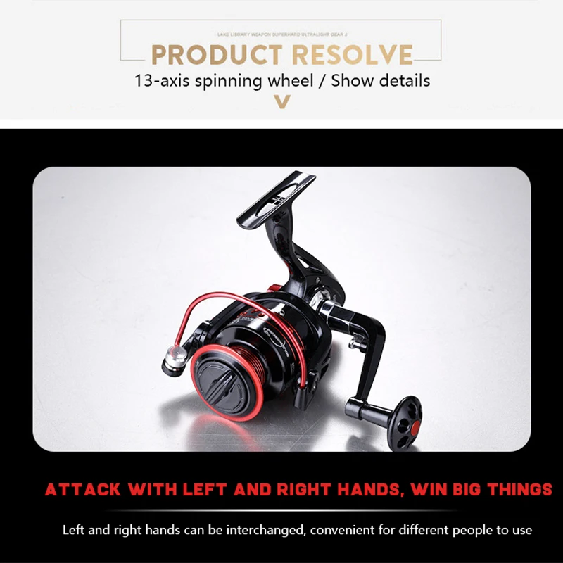 Carrete de pesca giratorio súper ligero, arrastre máximo de 15KG, relación de engranaje 5,2: 1/4, 7:1, 13 + 1 rodamientos de bolas, bobina de pesca de carpa de agua dulce y salada - imagen 5