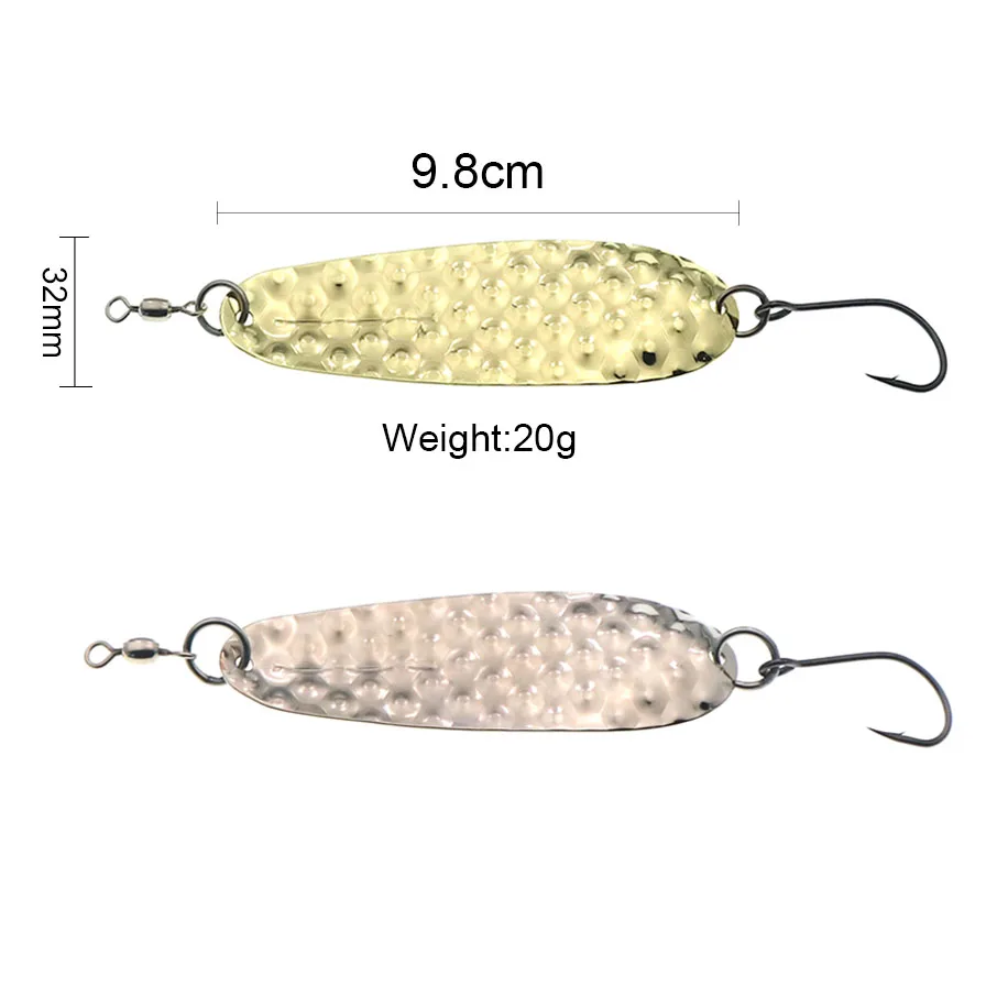 Cuchara de pesca, cuchara de cobre plateada/dorada, señuelo de pesca de 20g, plantilla de Metal, cebo Artificial, Jigging duro, aparejos de mar de agua salada - imagen 3