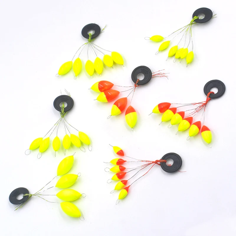 MNFT 60 uds flotador de siete estrellas frijoles rojo amarillo ovalado frijoles espaciales flotador accesorios de pesca de carpa Mini flotador de pesca ovalado - imagen 5