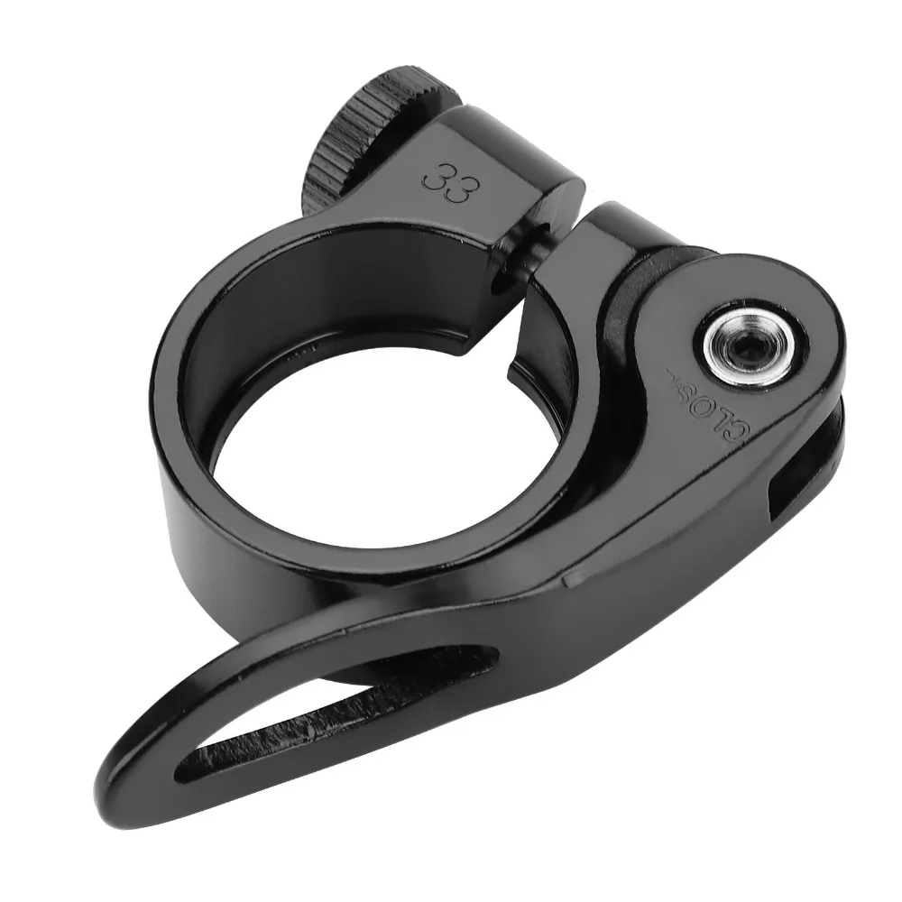 Abrazadera para tija de sillín de bicicleta de aleación de aluminio, 28,6mm de diámetro, compatible con tijas de sillín de 25,4mm, abrazadera de liberación rápida, abrazadera para tija de sillín negra y plateada - imagen 2