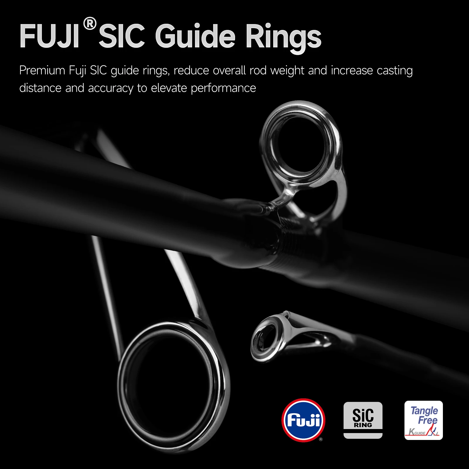 HANDING WARBLER Fishing Rod, anillos guía Fuji SIC, 40 + 30 toneladas, tejido de fibra de carbono, mango de fibra de carbono, cañas de pescar giratorias de fundición - imagen 3