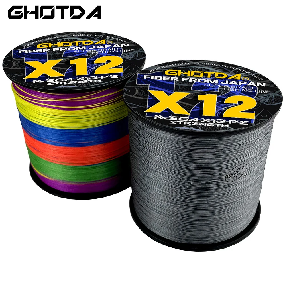 Ghotda-sedal de pesca súper potente, hilo de pesca de PE trenzado de 12 hebras, multicolor, 1000M500M, multifilamento suave, 11,3-54,5 KG - imagen 2
