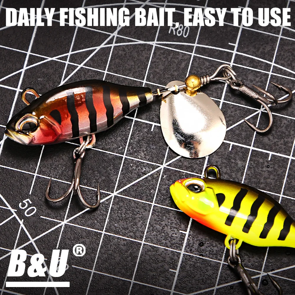 B & U Spin Tail señuelo de pesca Mag Tail Spinner Shad Metal Vib Casting Shore Jig cebo hoja de cobre cuchara lubina de agua dulce - imagen 4
