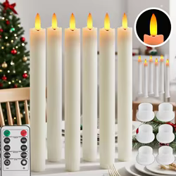 Velas LED cónicas sin llama con temporizador remoto, velas de ventana con mecha 3D, candelabros electrónicos parpadeantes de larga duración, 6 uds.