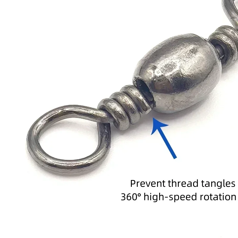 Giratorio de pesca, 100 piezas, conector de sedal de pesca giratorio de acero al carbono, anillo sólido micro giratorio, equipo de pesca - imagen 2