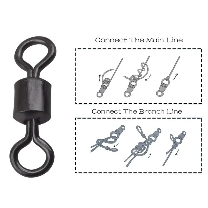 20 unids/lote de giratorios de pesca con rodamiento de bolas giratorio con broches de seguridad anillos sólidos giratorios para accesorios de pesca de carpa herramientas - imagen 5