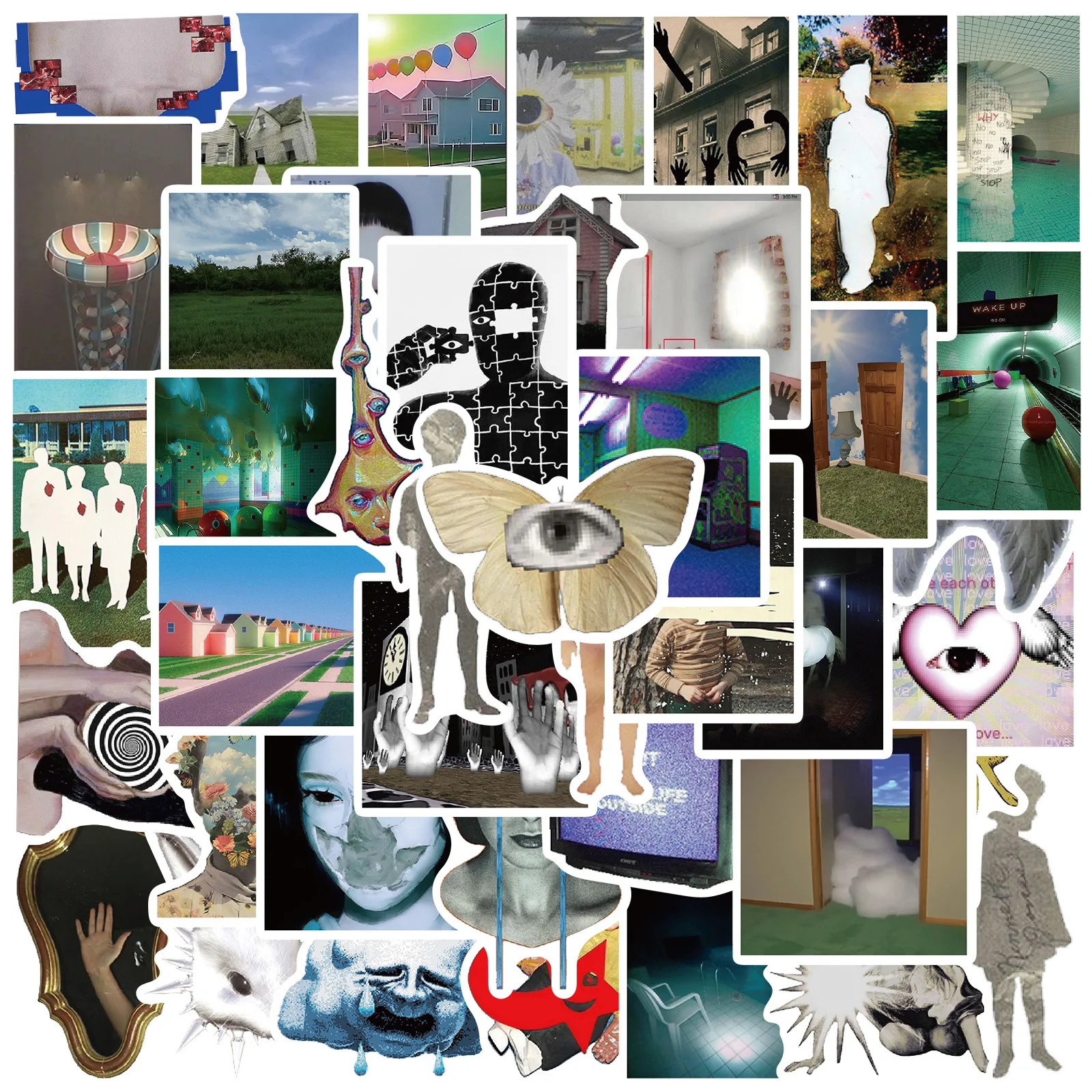 50 Uds. Dreamcore ácido gráficos INS estética arte pegatinas de grafiti teléfono guitarra maleta para portátil pegatina impermeable juguetes para niños