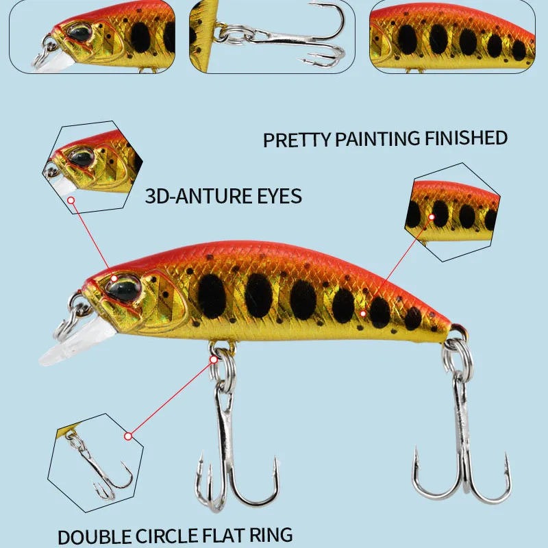 38mm 3,2g Mini Señuelos de Pesca de pececillo que se hunden cebos duros artificiales Wobblers para Lucio trucha Swimbait suministros de pesca Accesorios - imagen 5