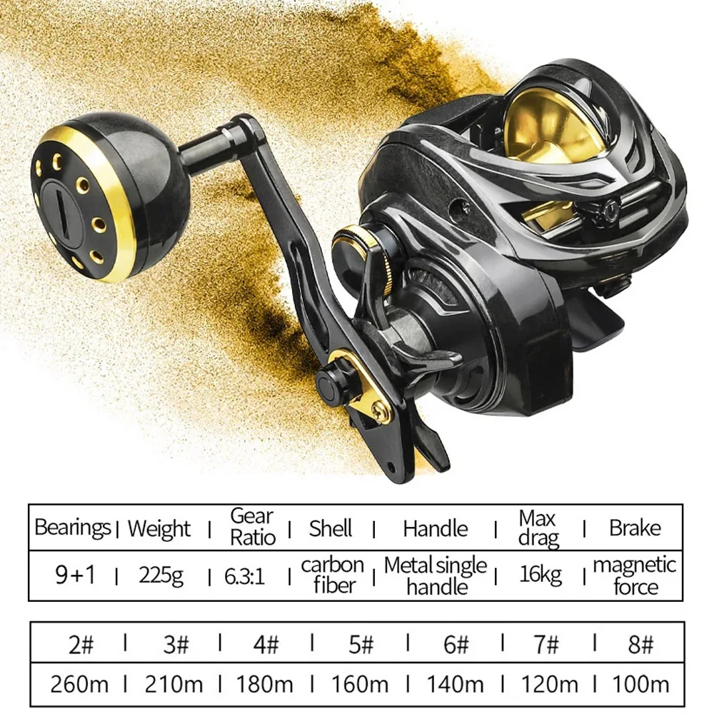 Carrete de Baitcast eléctrico para pesca en el mar, 6 + 1BB TDC3, cuerpo de carbono, carrete de Baitcasting, arrastre máximo de 16kg, señuelo agitador lento, rueda de Metal para exteriores - imagen 3