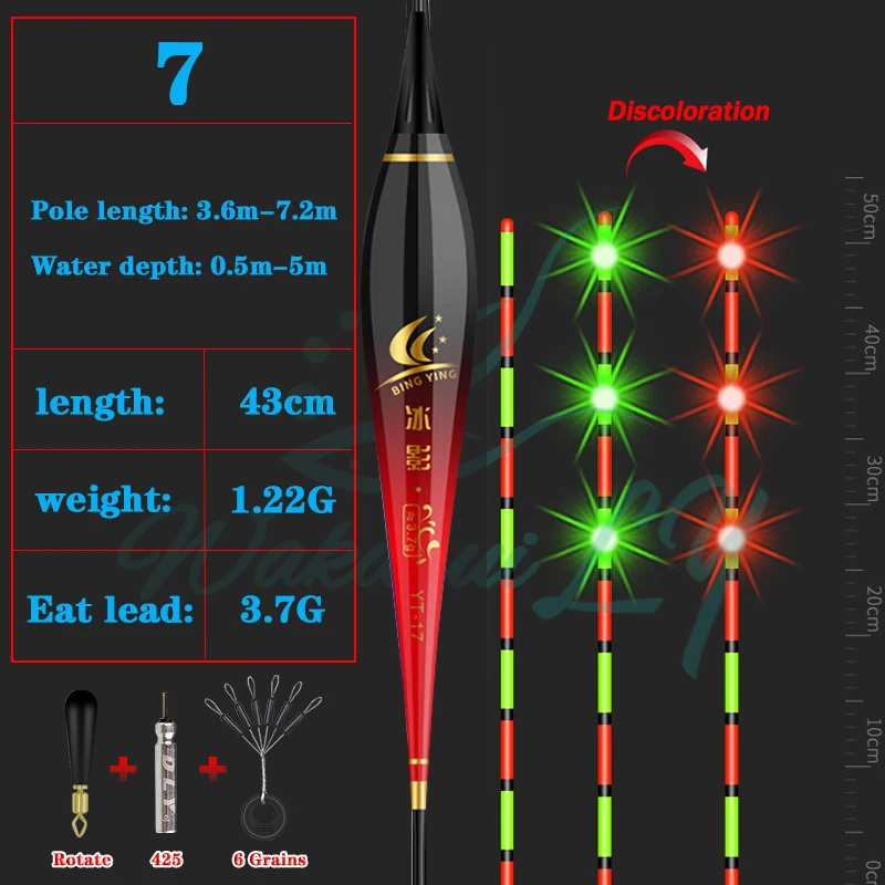 Nuevo flotador de pesca Nano Smart Led, boya de recordatorio altamente sensible, Sensor de gravedad, pesca nocturna eléctrica brillante, estroboscópico, giro rojo - imagen 5