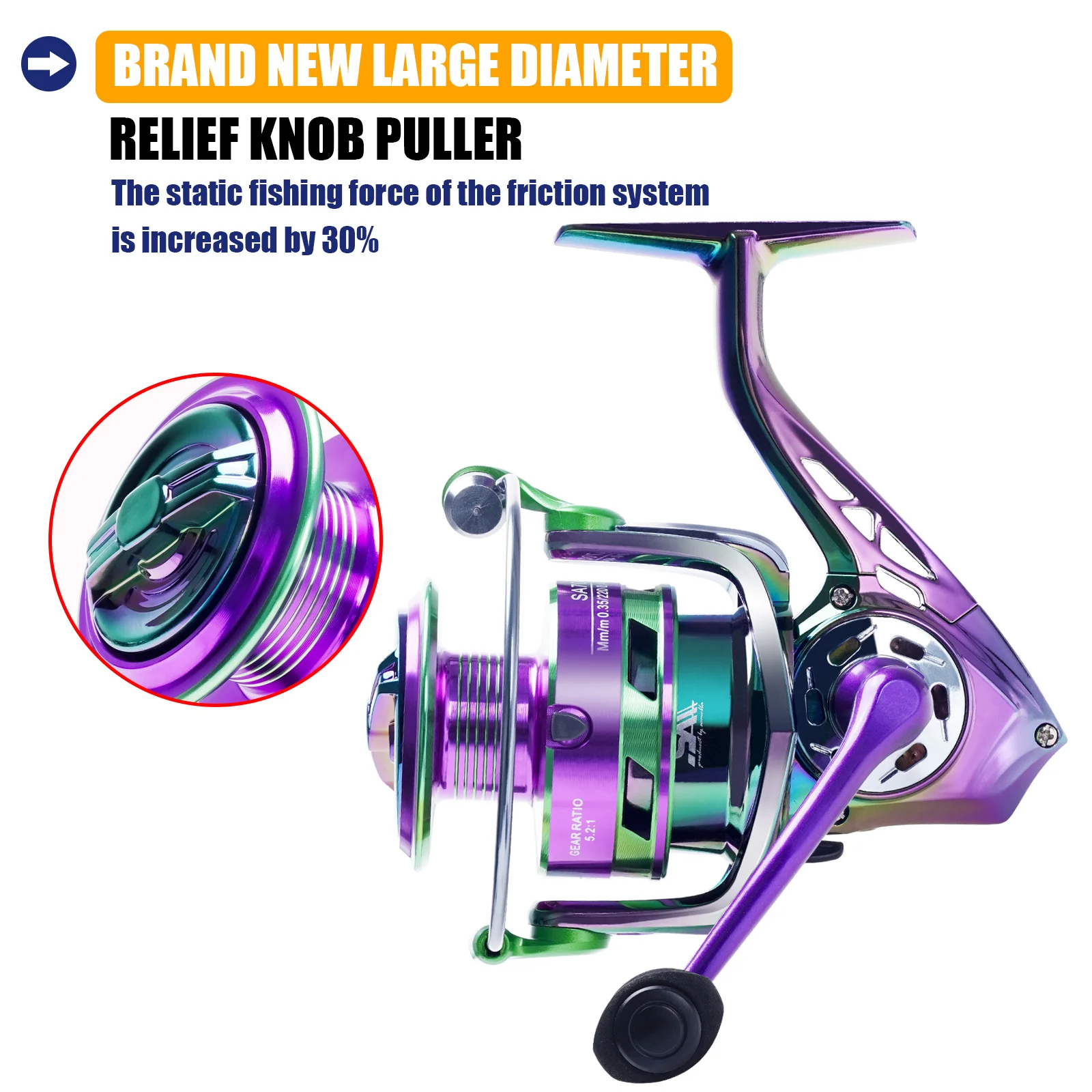 SAMOLLA, recién llegado, carrete de pesca giratorio de agua salada 1000-7000 6 + 1BB 5,2: 1, arrastre máximo de 10KG, carretes a prueba de agua - imagen 4