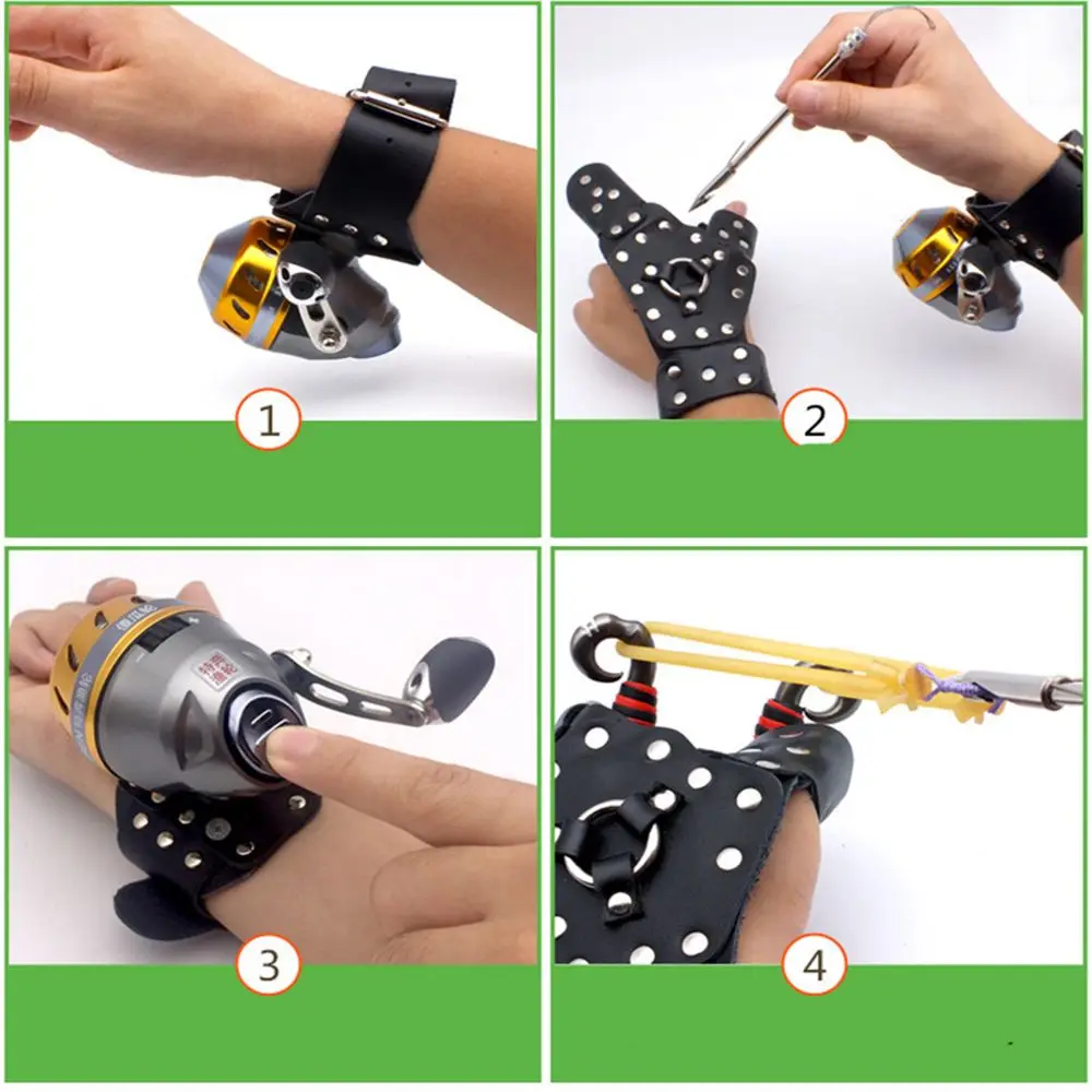 Brazaletes de pesca de mano izquierda/derecha para tiro al aire libre, arco de tiro con arco, tirachinas, catapulta, mano protectora - imagen 3