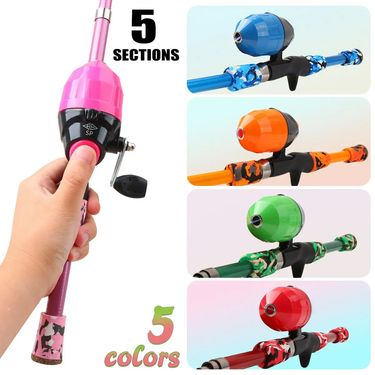 Set cañas pescar mar niños espuma colorida divertida resistente ligera - imagen 2