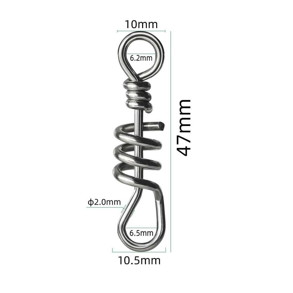 DNDYUJU-Pin de pesca de acero inoxidable, 10 piezas, forma de hilo, señuelo, gancho a presión, Conector de señuelo para pesca en el mar, accesorios - imagen 2