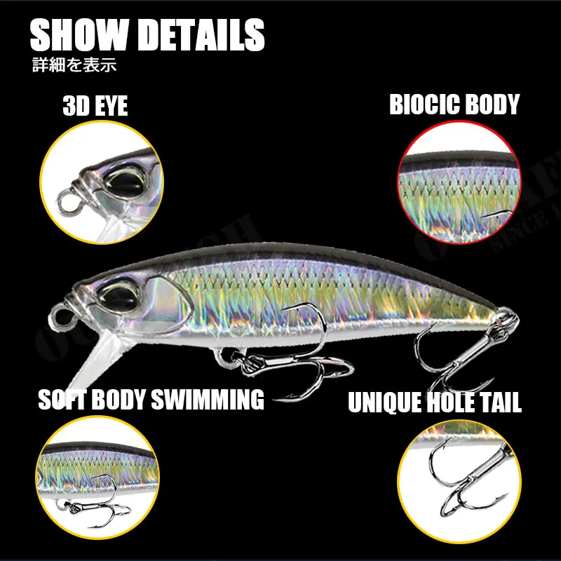 Señuelo De Pesca Macro hundido Minnow 48mm 6,5g Isca cebos artificiales De largo alcance Accesorios De Pesca Lucio mandarín Leurre equipo - imagen 3