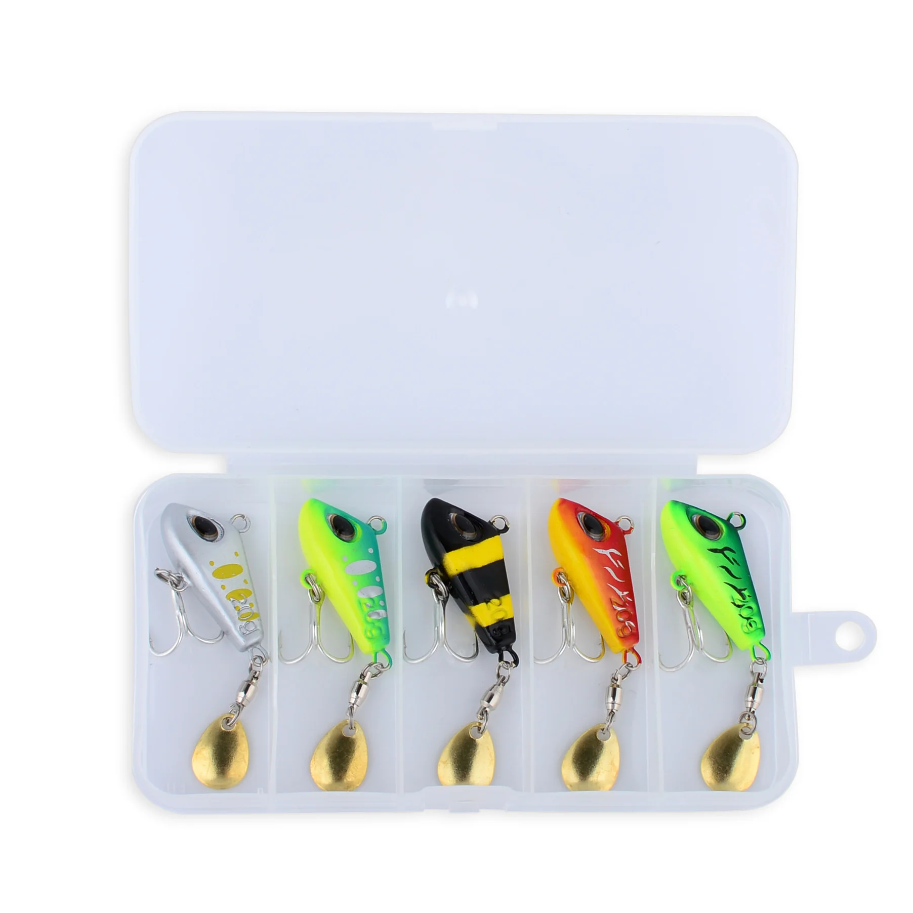 5 unids/caja cebo giratorio VIB cuchara plantilla de Metal pesca vibración aparejos hoja pesca giratoria señuelo equipo Spinnerbait - imagen 5