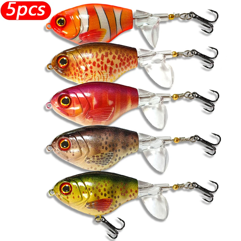 Señuelo de pesca Whopper Popper Topwater, cebo duro realista con cola giratoria suave, Material Abs duradero para caza y pesca, 1 ud. - imagen 3