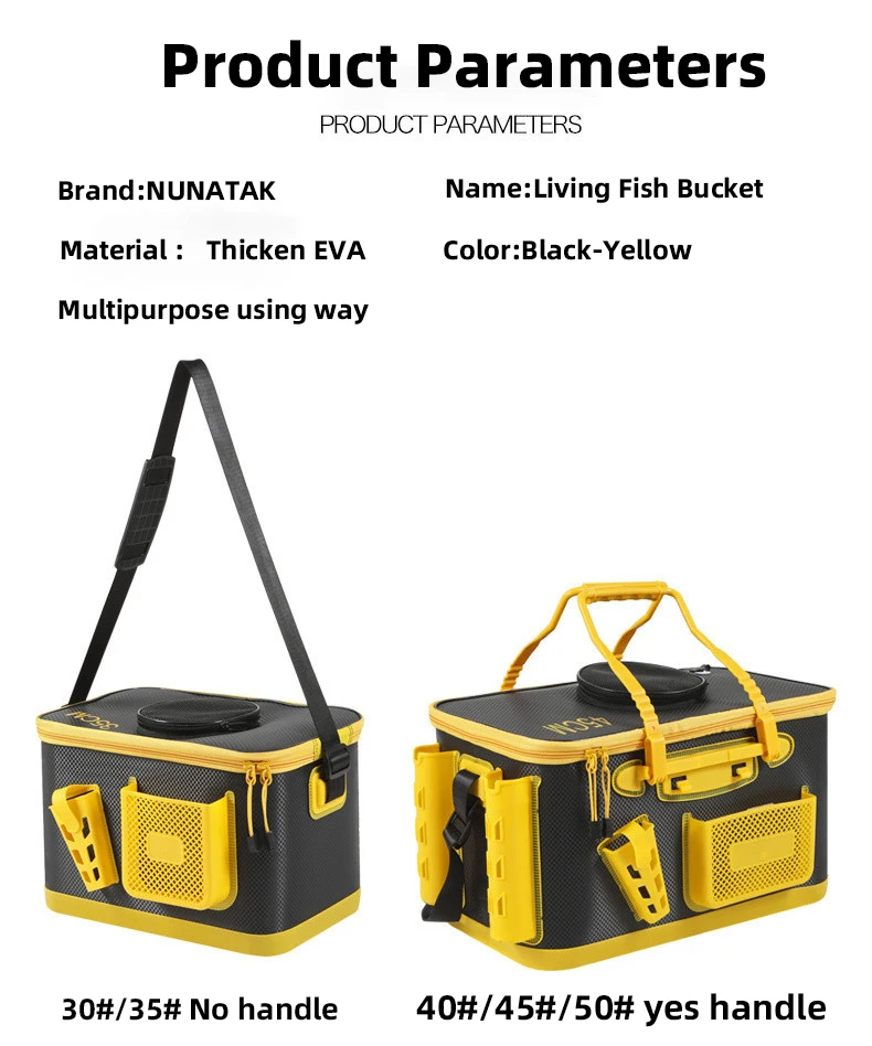 NUNATAK-caja de pesca con mosca para trucha, cubo para pesca viva, 40CM/45CM/50CM, caja multifuncional, almacenamiento, barril de pesca, caja de pesca dura - imagen 4