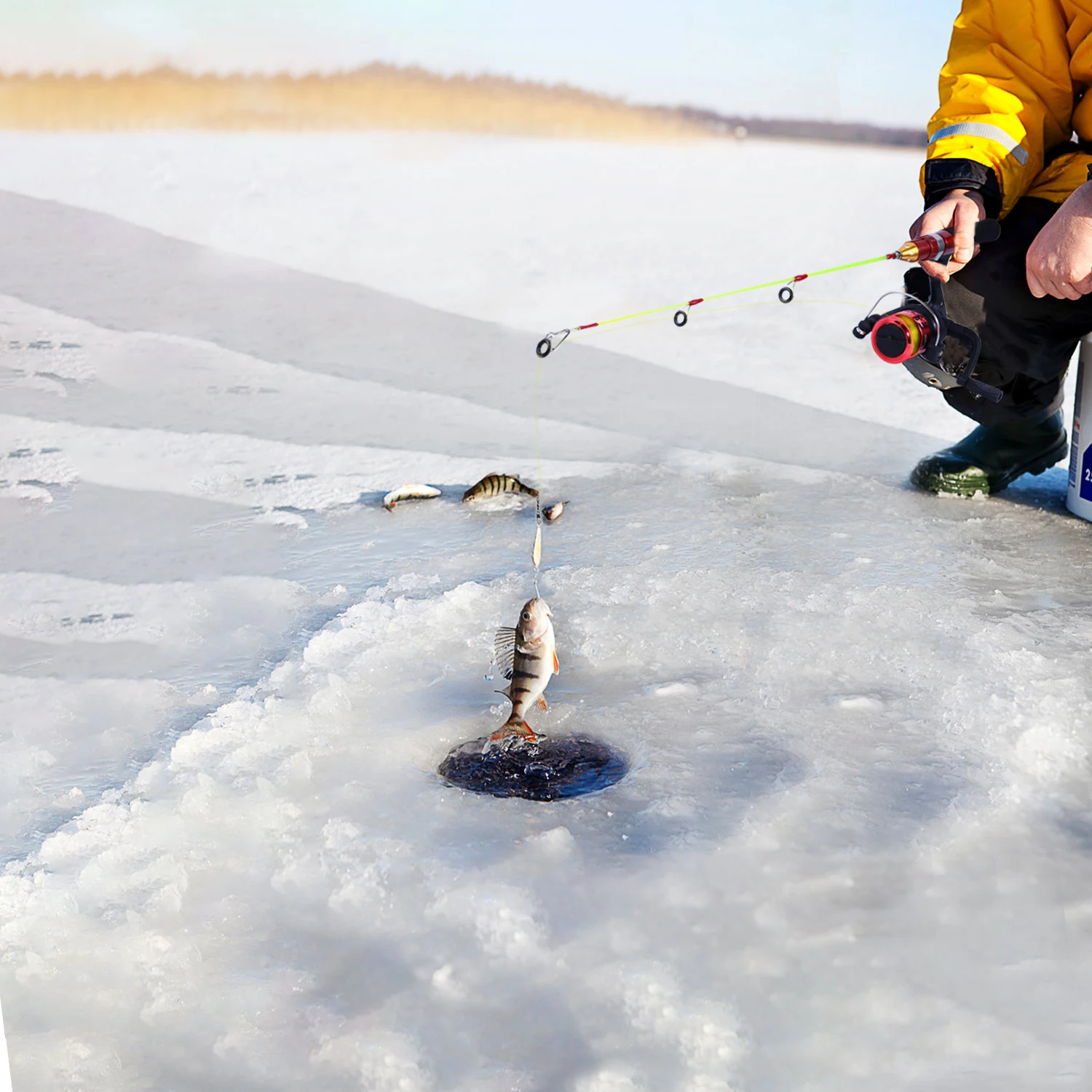 Caña de pescar en hielo Sougayilang portátil con anillas cerámicas EVA - imagen 5
