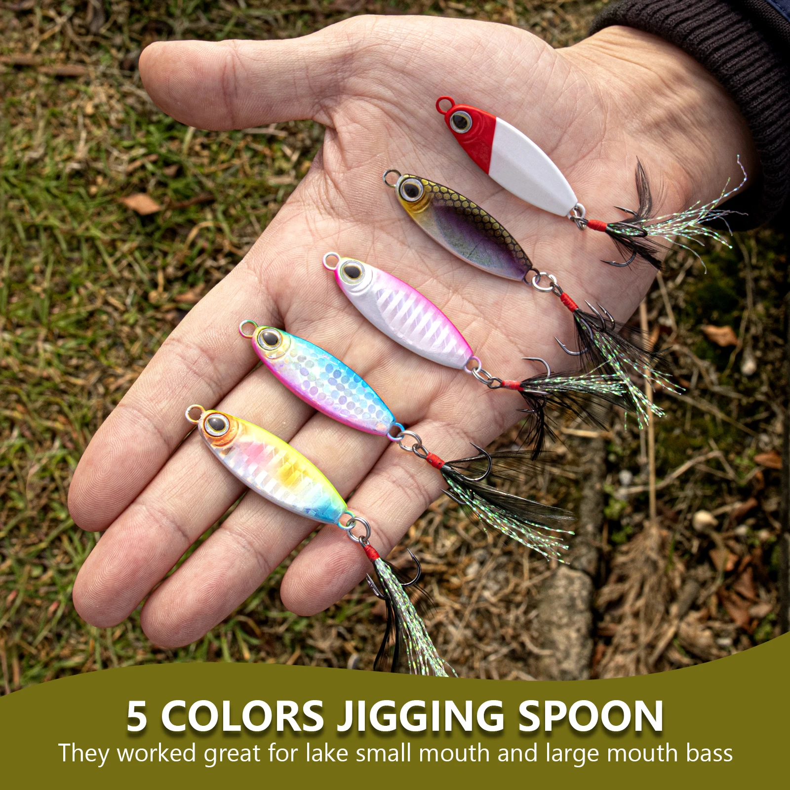 1 Uds plantilla de Metal Spinner cuchara cebo 10g 15g pesca giratoria señuelo duro con anzuelo triple hundimiento cucharas lentas para trucha Pike Bass - imagen 5