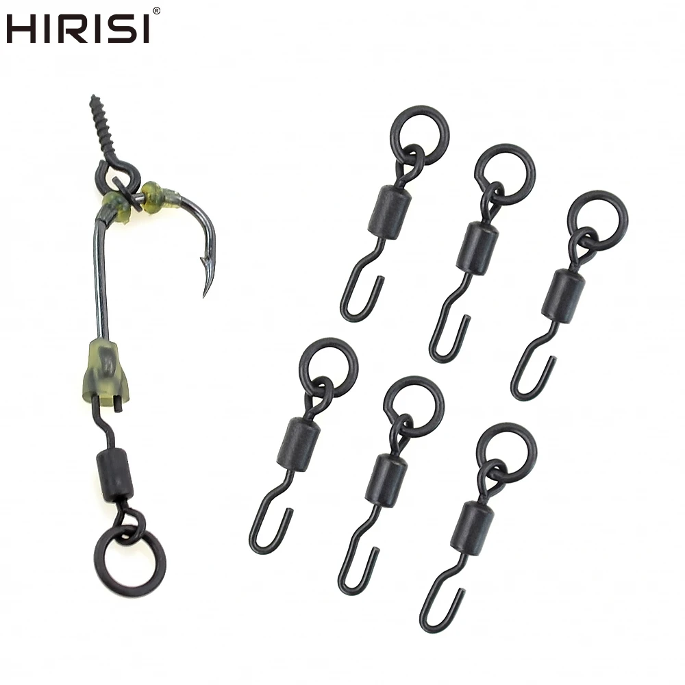 Hirisi 40 Uds. Brochas giratorias para pesca de carpa con anillo sólido, anzuelo de pesca de cambio rápido, accesorios de pesca giratorios