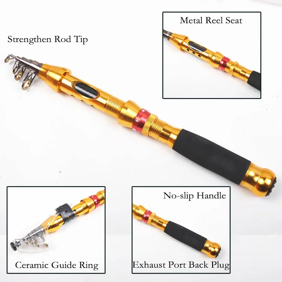Caña de pescar telescópica 2,1 m 2,7 m 3,0 m 3,6 m cañas giratorias de viaje caña de trucha de fibra de carbono caña giratoria - imagen 3