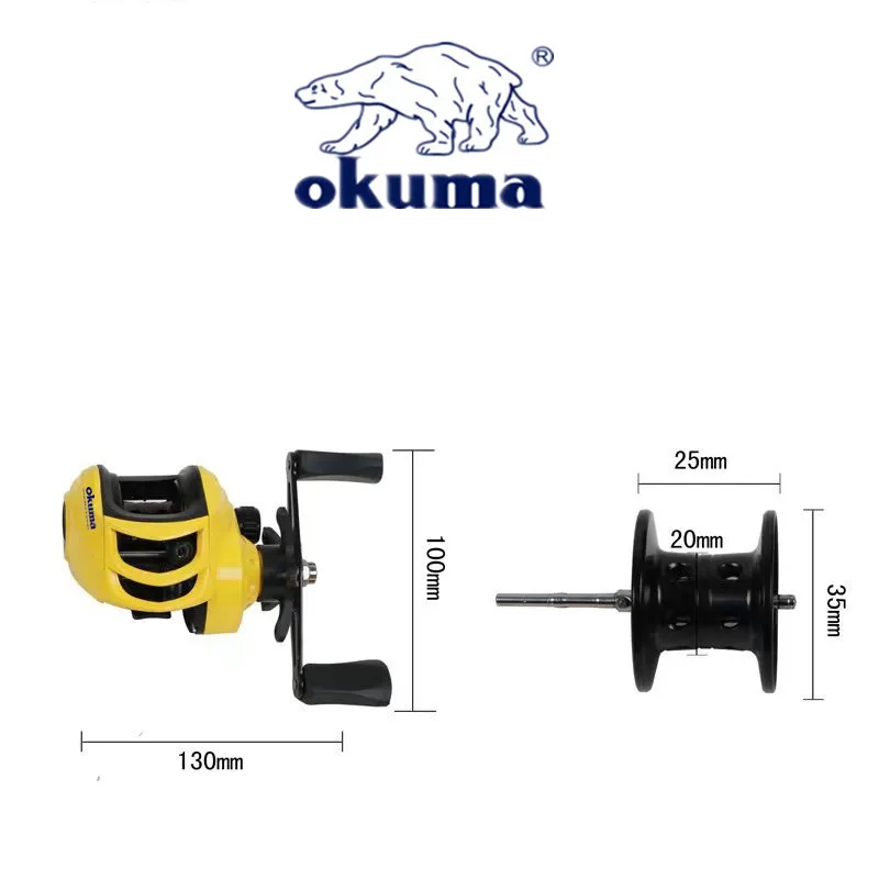 Carrete Baitcasting OKuma amarillo – Arrastre 8kg antiexplosión - imagen 5