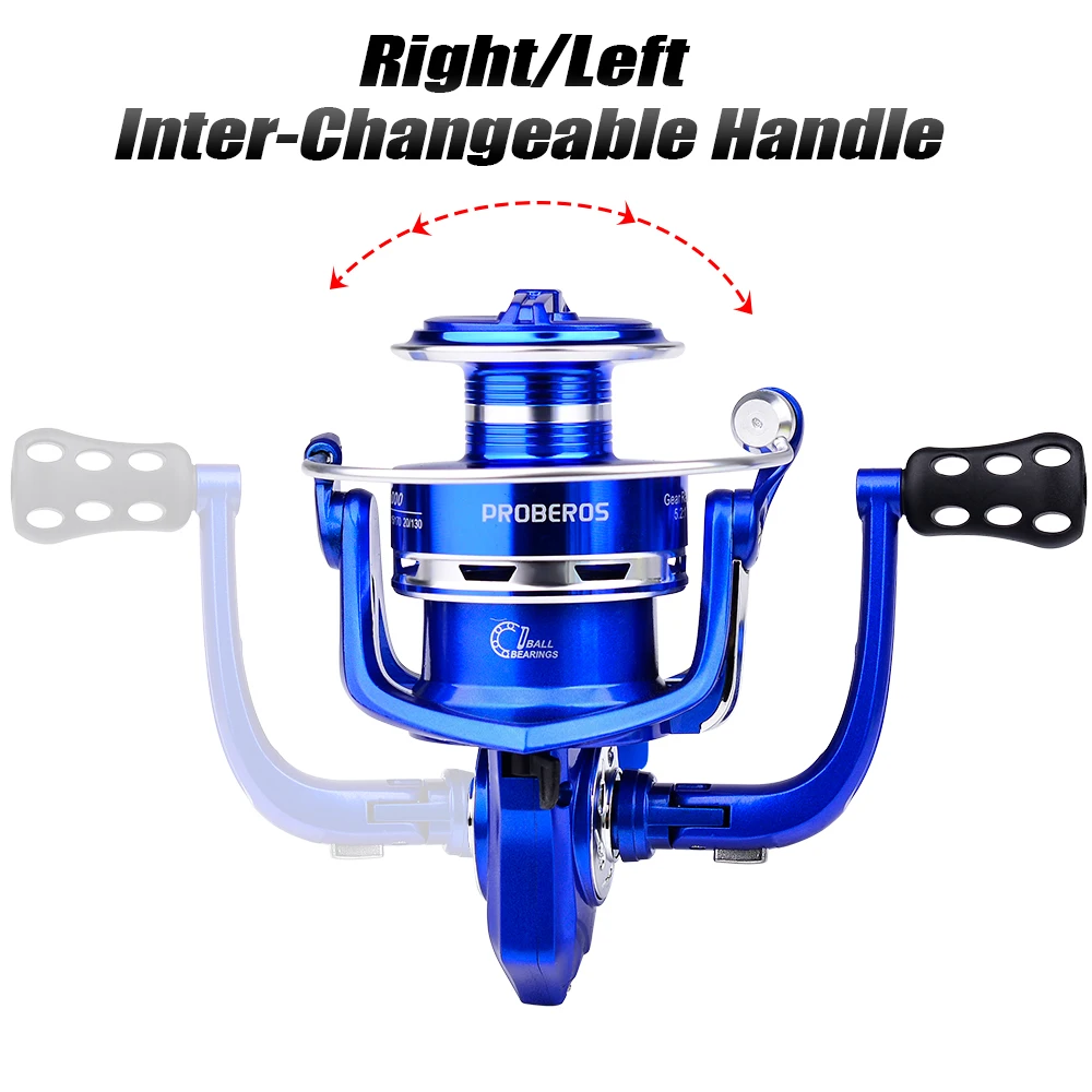 PROBEROS 1 pieza Luya rueda giratoria caña de pescar línea de pesca relación de velocidad 5,2: 1 equipo de pesca de mar de agua dulce - imagen 5