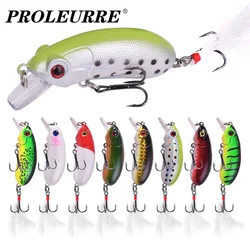 Señuelo de pesca de pececillo hundido, 6cm, 10g, Wobblers de manivela, cebos artificiales duros de plástico con anzuelos de plumas, aparejos de pesca de lubina, 1 ud.