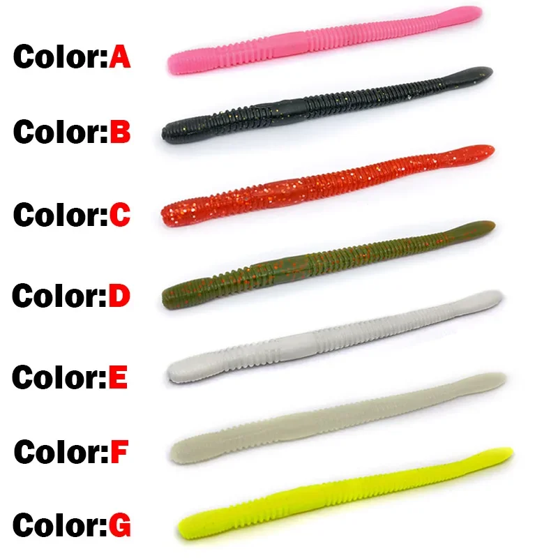 OUTKIT-Señuelos blandos de pesca, 115mm, 4,2g, 10 Uds., cebos de gusano artificiales, Señuelos de Pesca de silicona, aparejos de pesca Crankbait para lubina - imagen 5
