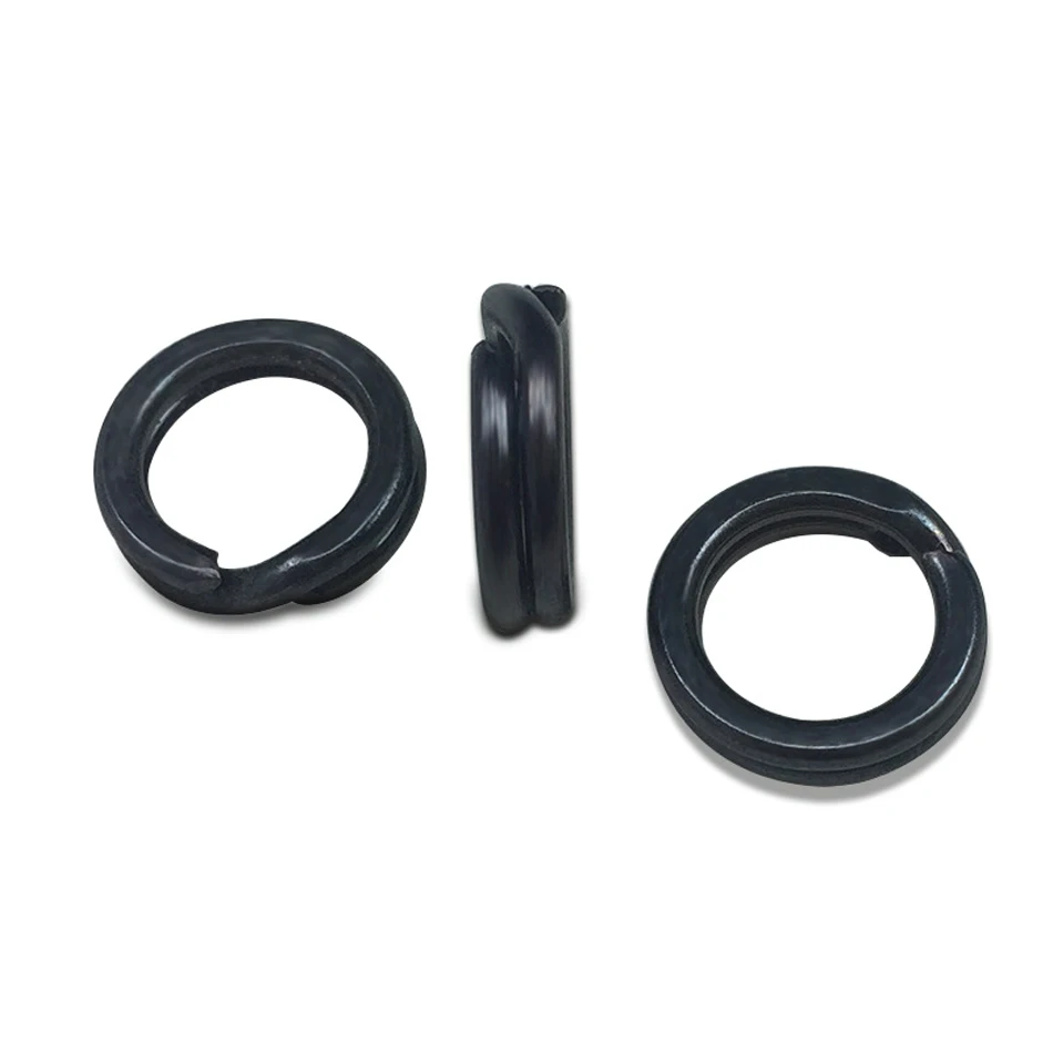 MNFT-señuelo duro de doble capa para pesca aplastada, accesorio de pesca dividido, anticorrosión, color negro mate, aparejos de cambio rápido, Conector de cebo, 100 Uds. - imagen 4