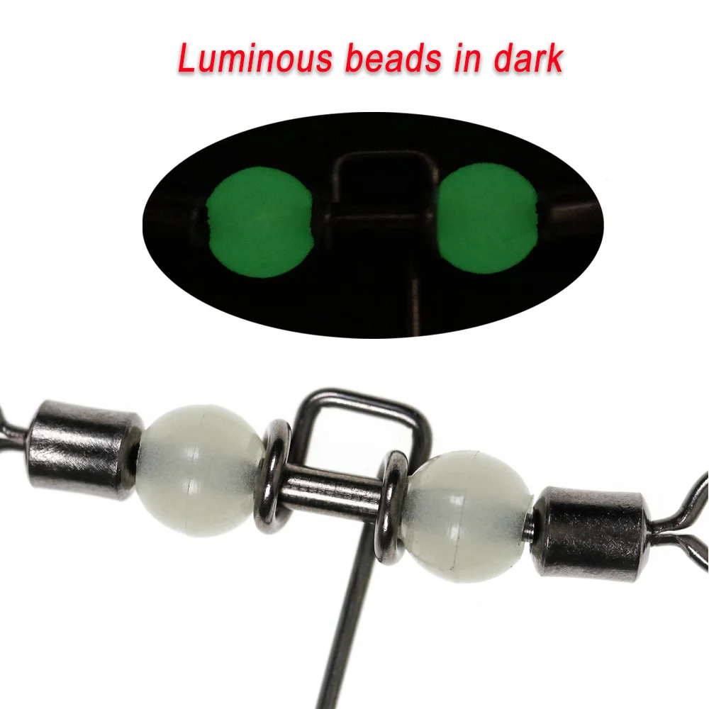 Conector de pesca LIONRIVER, anillo giratorio de barril de 3 vías, cuentas luminosas para anzuelo de agua salada, línea de señuelo, accesorios de pesca - imagen 5