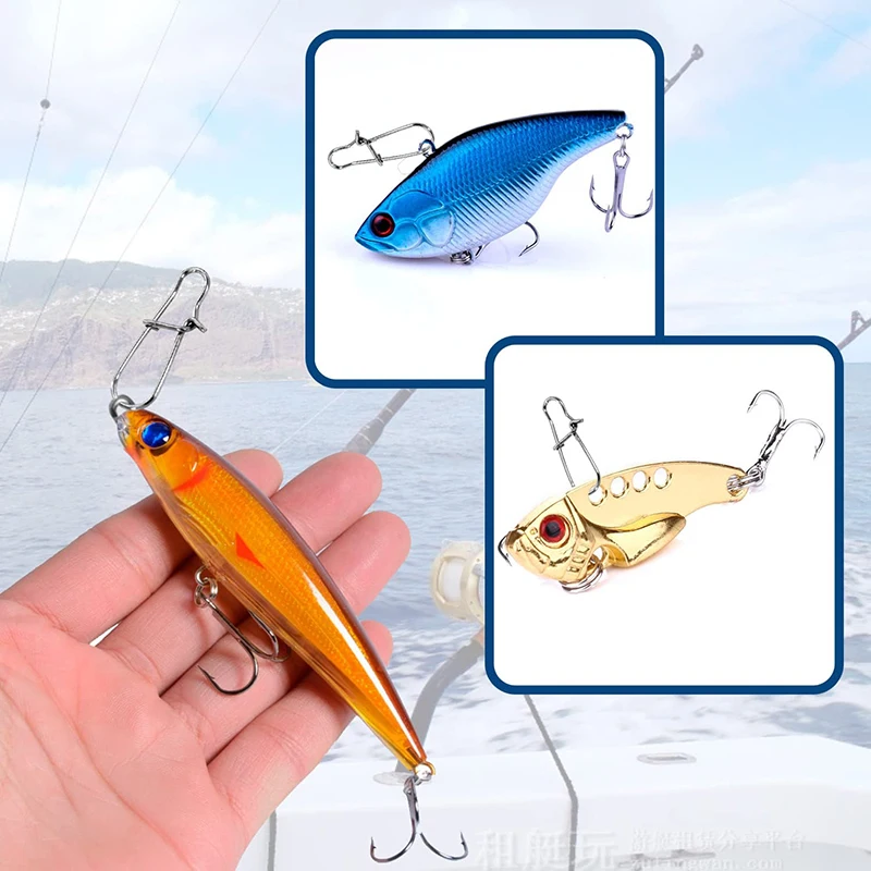 50 Uds broches de pesca Clip de bloqueo Snap fuerte de acero inoxidable cambio rápido señuelo Snap Clips de pesca aparejos de agua dulce y salada - imagen 5