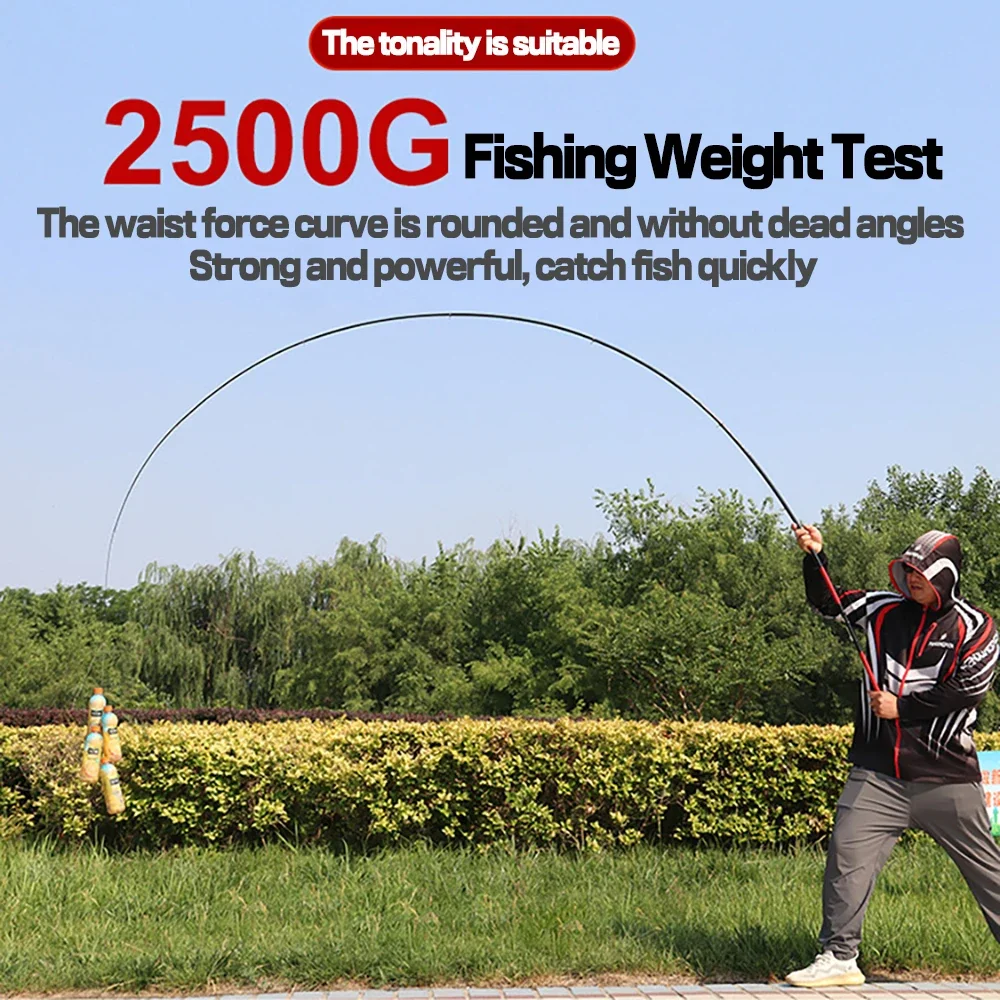 Caña de pescar telescópica de carbono de 2,7 M 3,6 M 4,5 M 5,4 M 6,3 M caña ultraligera señuelo carpa viaje océano caña de pescar giratoria - imagen 4