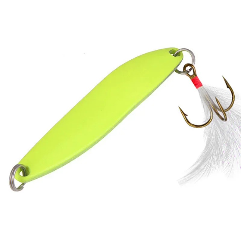 Señuelo de pesca con cuchara de sanguijuela luminosa de Metal, cebo Artificial con anzuelo de plumas, aparejos de pesca nocturna para lubina, perca, 1 ud. - imagen 4