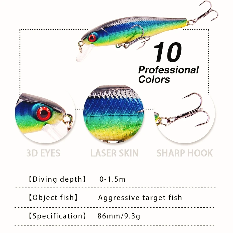 Señuelos de Pesca de pececillos, 1 piezas, modelo japonés, 8,5 cm, 9,2g, Jerkbait, Lucio, Carkbait, Wobblers, Swimbait, cebo profesional - imagen 4