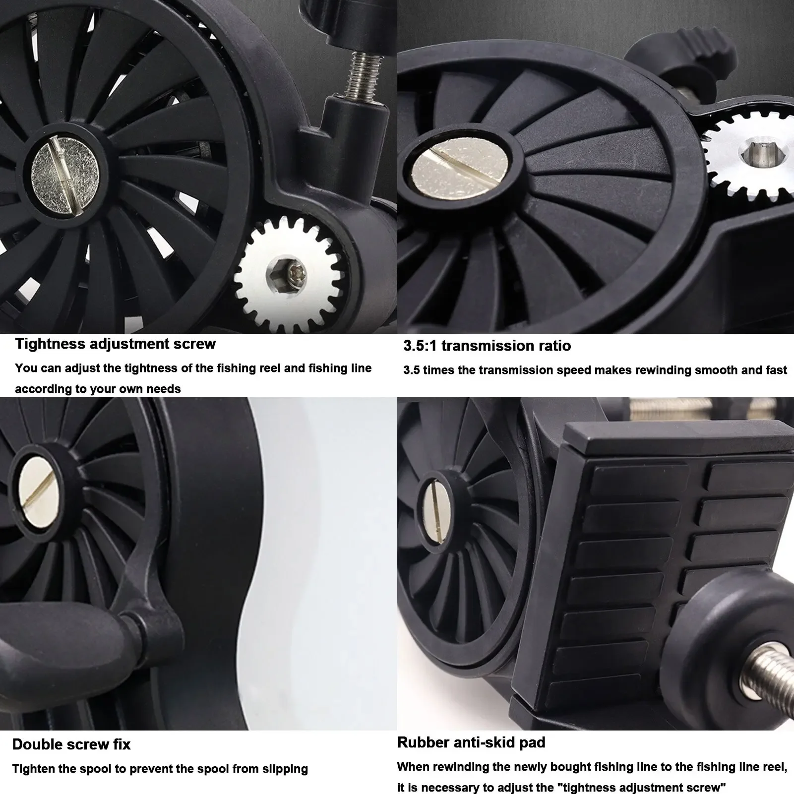 Enrollador de línea de pesca, carrete de línea de pesca, abrazadera de mesa portátil ajustable, máquina de carrete de pesca, equipo reclaimer de bobinado de alambre - imagen 3