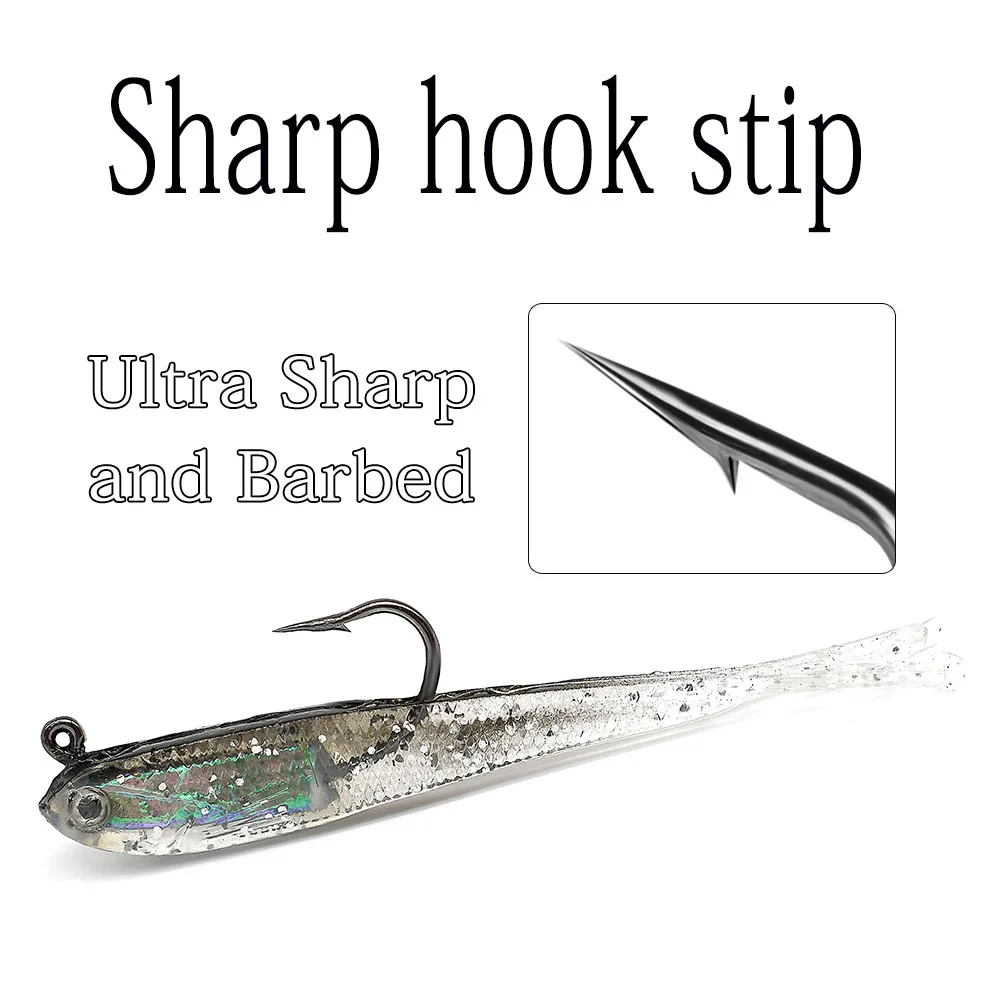 MNFT-anzuelo de Pesca con ojos 3D, 3 piezas, 7,5 cm, 6g, cebos blandos, cabeza plomada, tamaño de 34x15mm - imagen 5