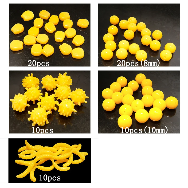 Juego de Señuelos de pesca flotantes, caja de 80 piezas, cebos blandos de maíz amarillo - imagen 5