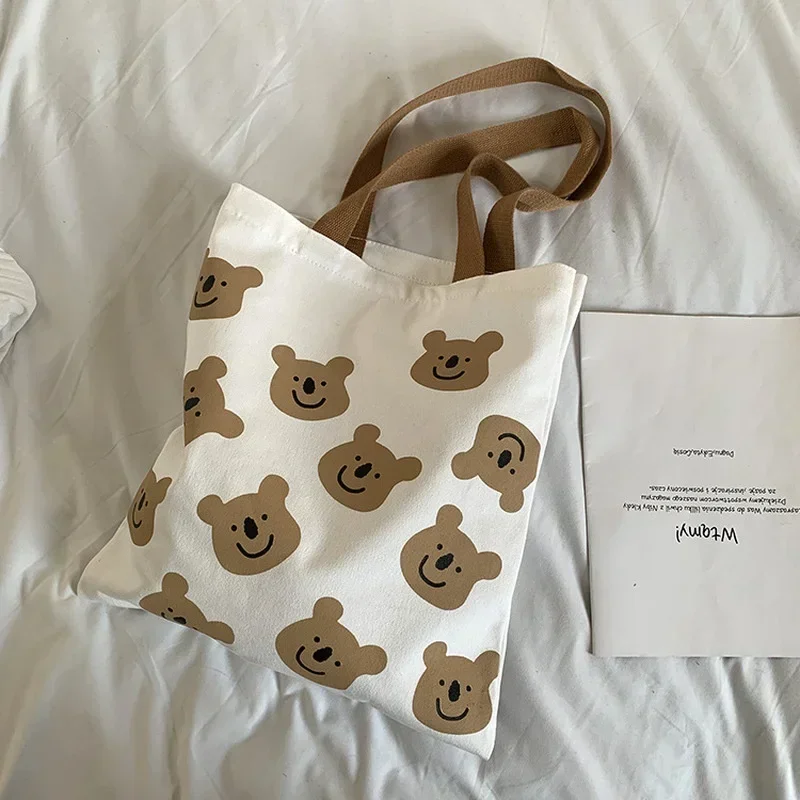 Bolso de lona con dibujos animados para mujer, bolso de compras de un hombro, arte para estudiantes, estilo Instagram de Corea del Sur - imagen 2
