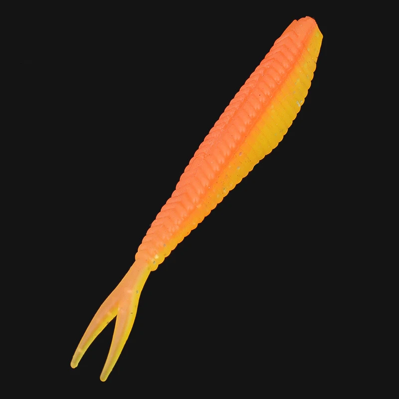 Señuelo de pesca 20 piezas, cebo blando de 1,5g y 7cm con cola bifurcada, gusano de pesca, laca de doble Color, de silicona suave - imagen 5